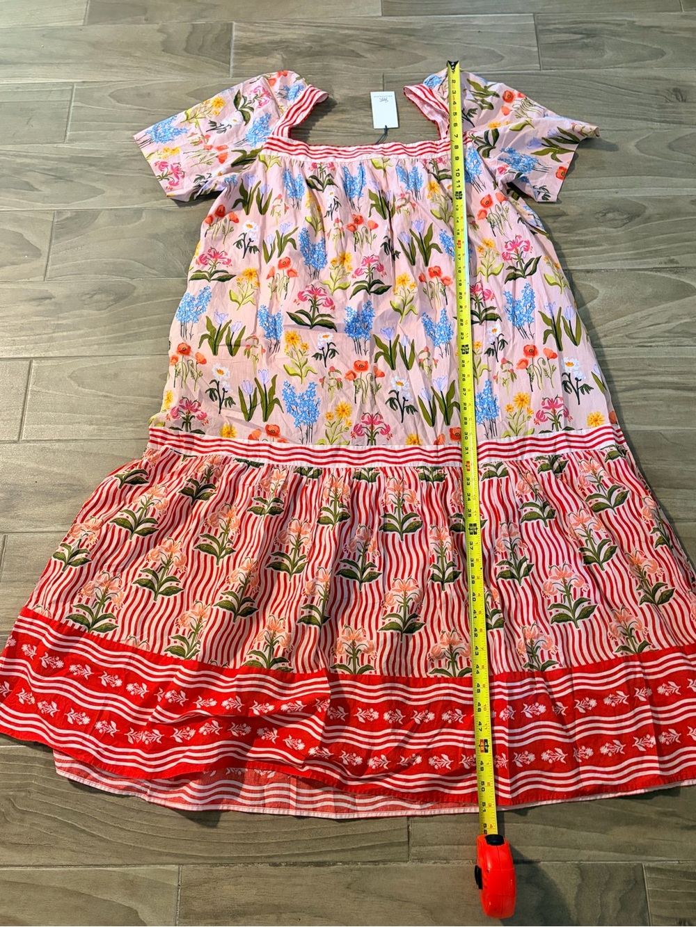 Printfresh x Lars Pink Floral Maxi Dress with Red Border, 1X, NWT - Picture 8 of 12